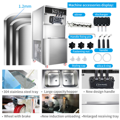 Big Capacity Touch Screen Stainless Steel Soft Ice Cream Machine BT-F648